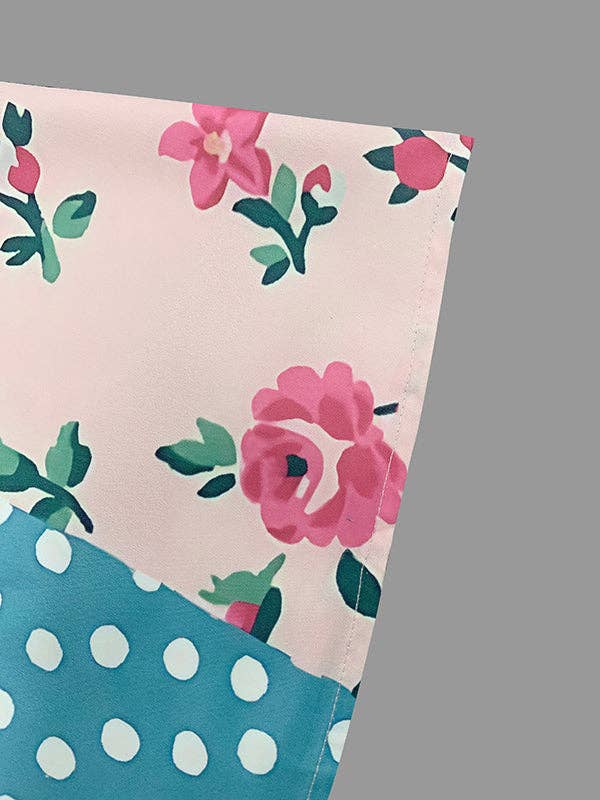 BLEU ROUGE Robes mi-longues amples à col rond à pois et imprimé fleuri en vente sur Faire7