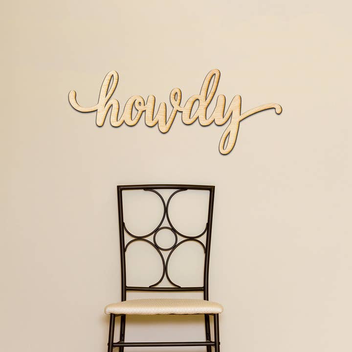 howdy Charlie Script Wood Cutout Sign for wholesale by Woodums