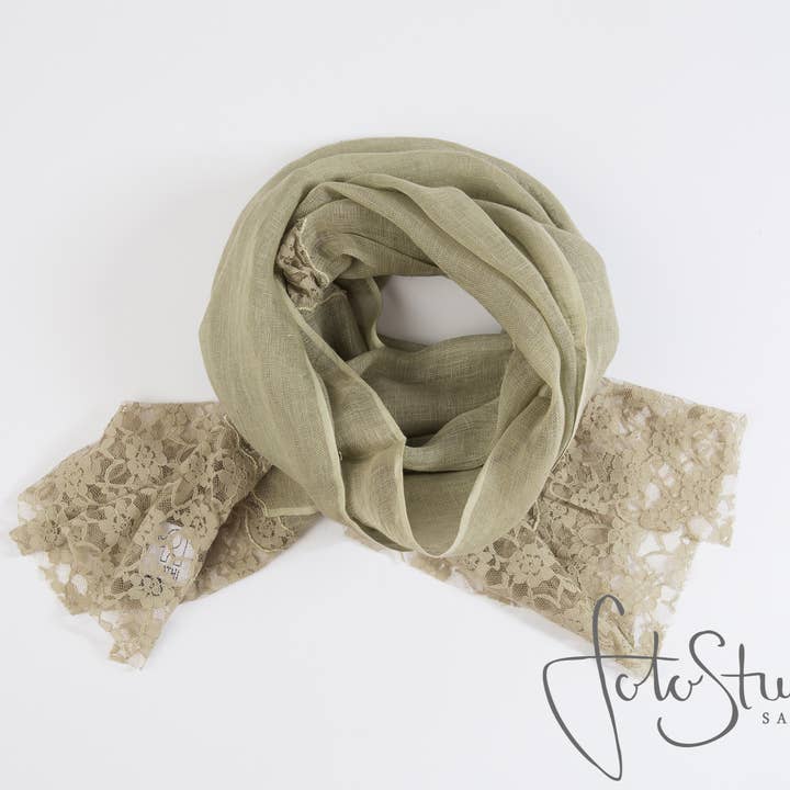 Sciarpa in lino verde oliva per la vendita all'ingrosso da parte di Hathi