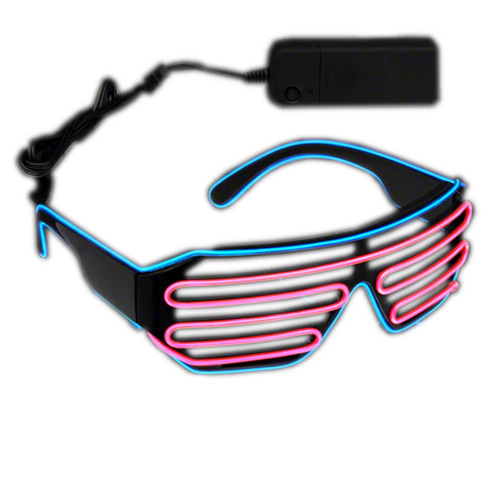 Blinkee.com, LLC – wholesale Sunglasses – Unisex – Electro Luminescent Pink and Blue Shutter Shades0