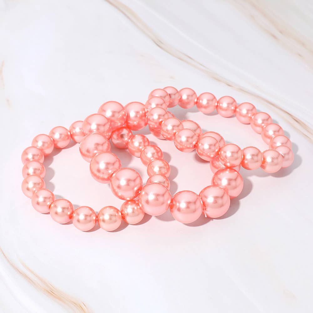 Sensibling Corp. – wholesale Beaded bracelet – 3PCS - Pearl Beaded Stretch Multi Layered Bracelets9