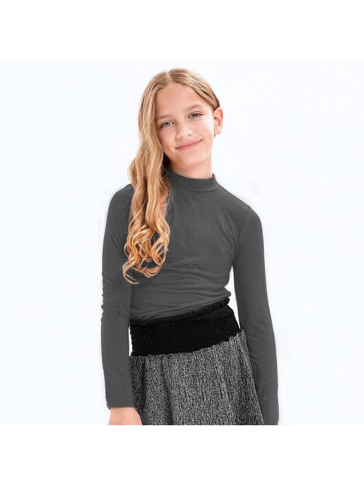 Good Girl - Wholesale T-Shirt - Kids - Mock Neck Long Sleeve Modal Knit Top