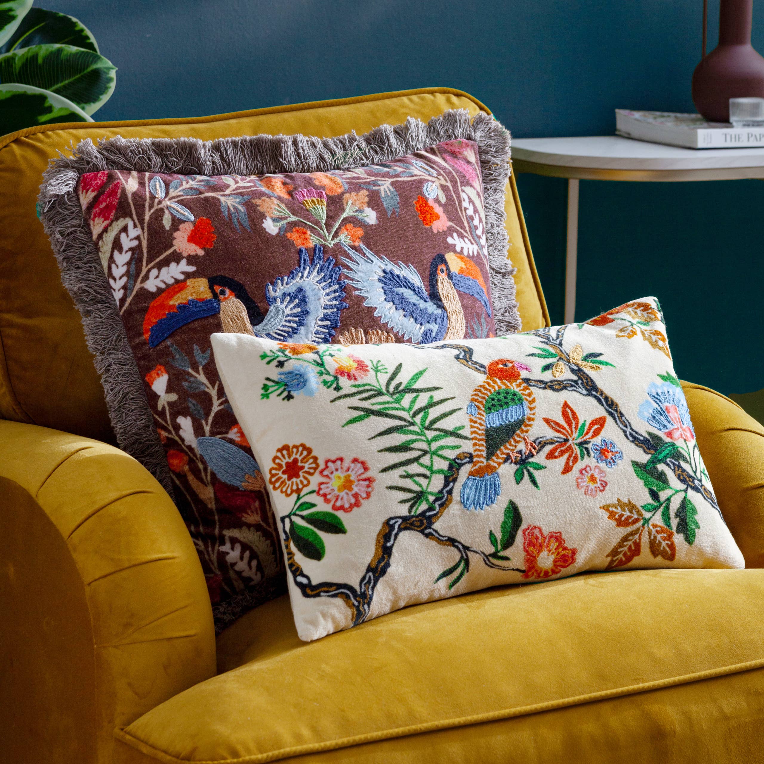 Sittacula Embroidered Cushion Multi for wholesale on Faire5