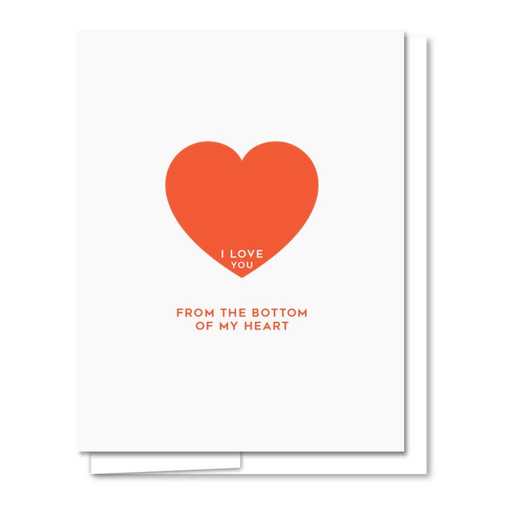 Bottom of My Heart - Letterpress Love Card for wholesale by Quick Brown Fox Letterpress