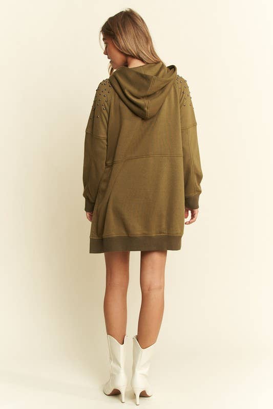 JADE BY JANE - Vendita all'ingrosso Felpa con cappuccio - Donna - FELPA CON CAPPUCCIO E BORCHIE JJT50444