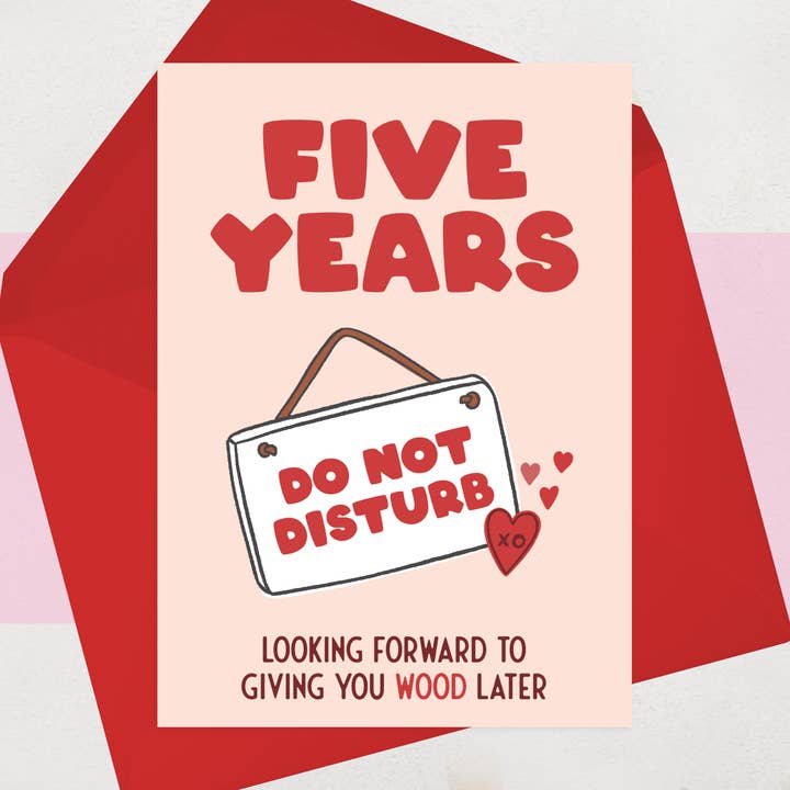 5 Year Anniversary Cards, Fifth Wood Five Years Wedding Card for wholesale by OCD Greeting Cards