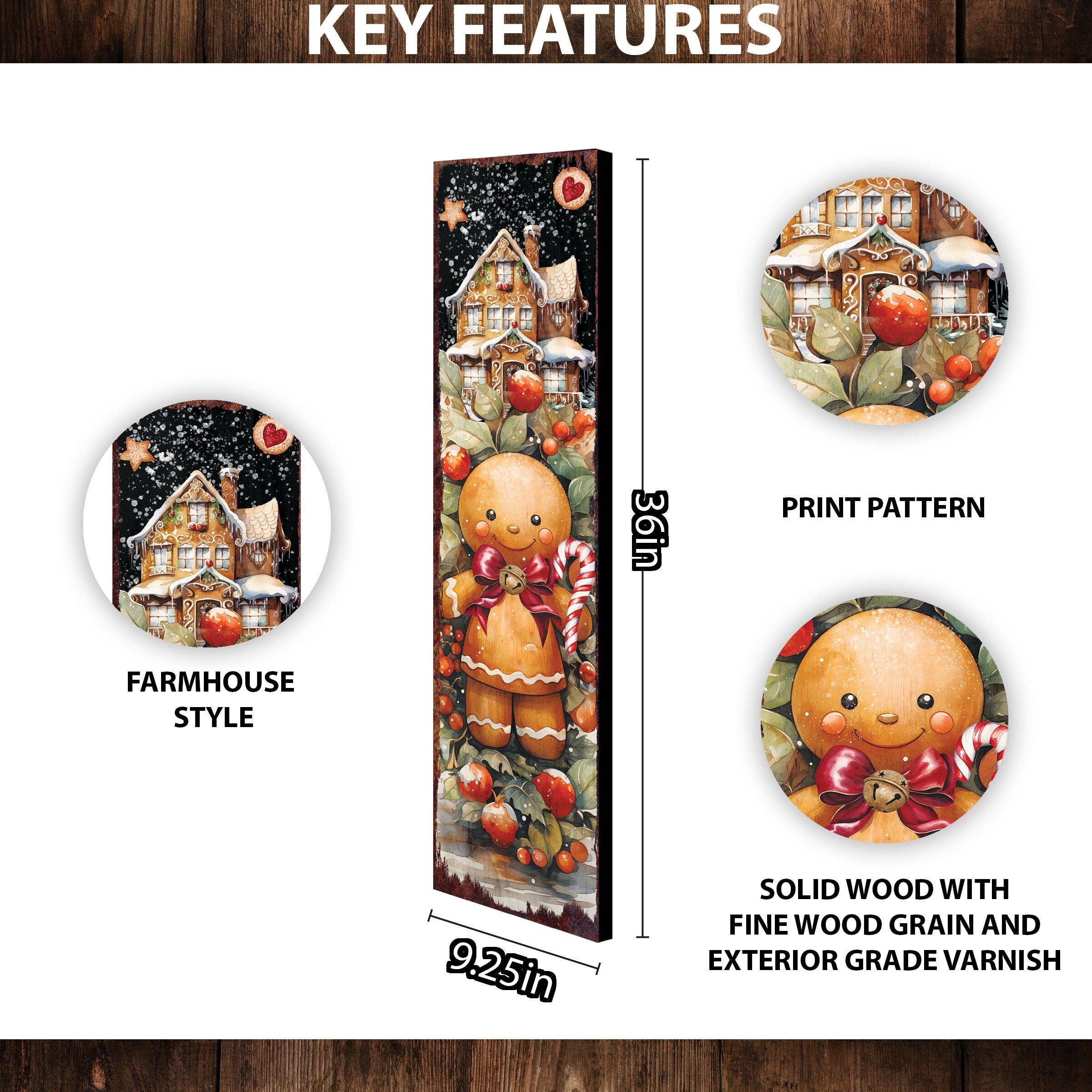 TX USA Corporation – Engroshandel Julekunst til væggen – Ingefærkage Juleveranda Velkomstskilt | Sød Helligdagsdørdekoration & Gave1