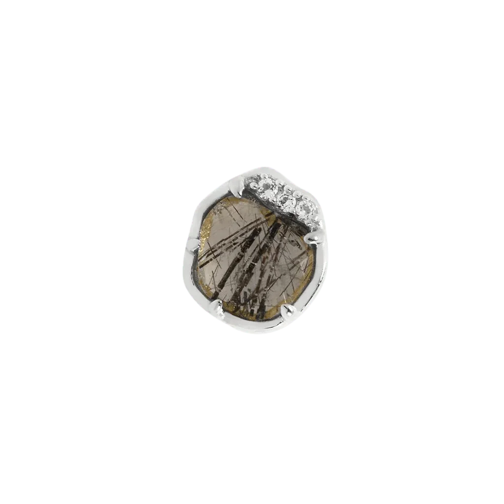 Piercing-zone - Vendita all'ingrosso Orecchini singoli - Visione – Quarzo Tormalinato e Topazio Bianco – Estremità Senza Filettatura in Oro 14K6