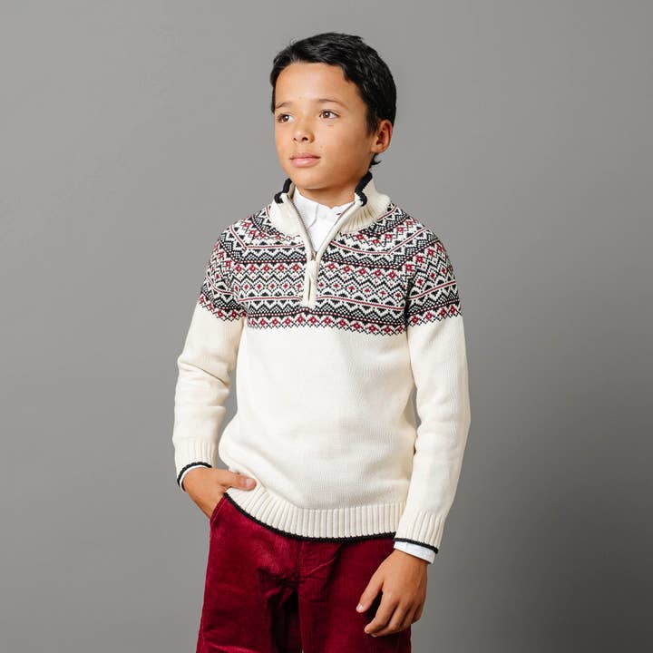 Ivory City Fair Isle Organic Half Zip Ski Sweater - Baby for wholesale on Faire7