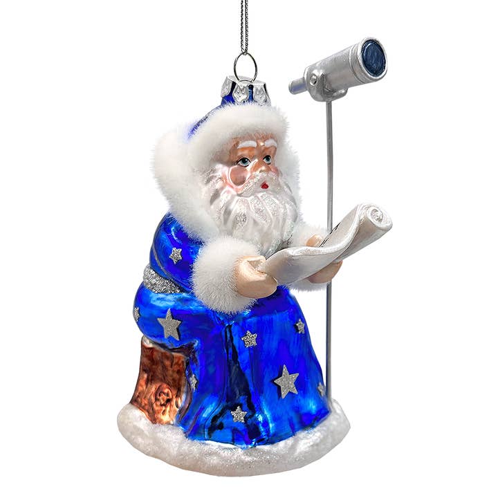 Santa the Astronomer Glass Christmas Ornament, Science and Astronomy Themed Holiday Gift for wholesale by OrnamentallyYou