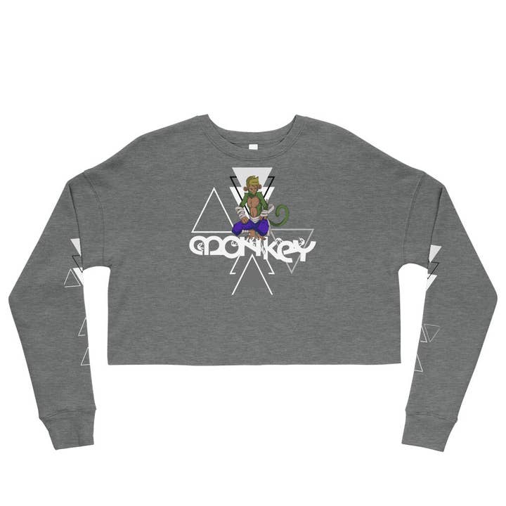 Women's Grey Monkey Crop Sweatshirt 2022 Edition for wholesale by ETHANOL TEARS LTD
