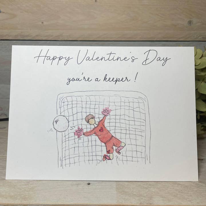 Goal Keeper Valentine's Day Card for wholesale by Arty Bee Designs