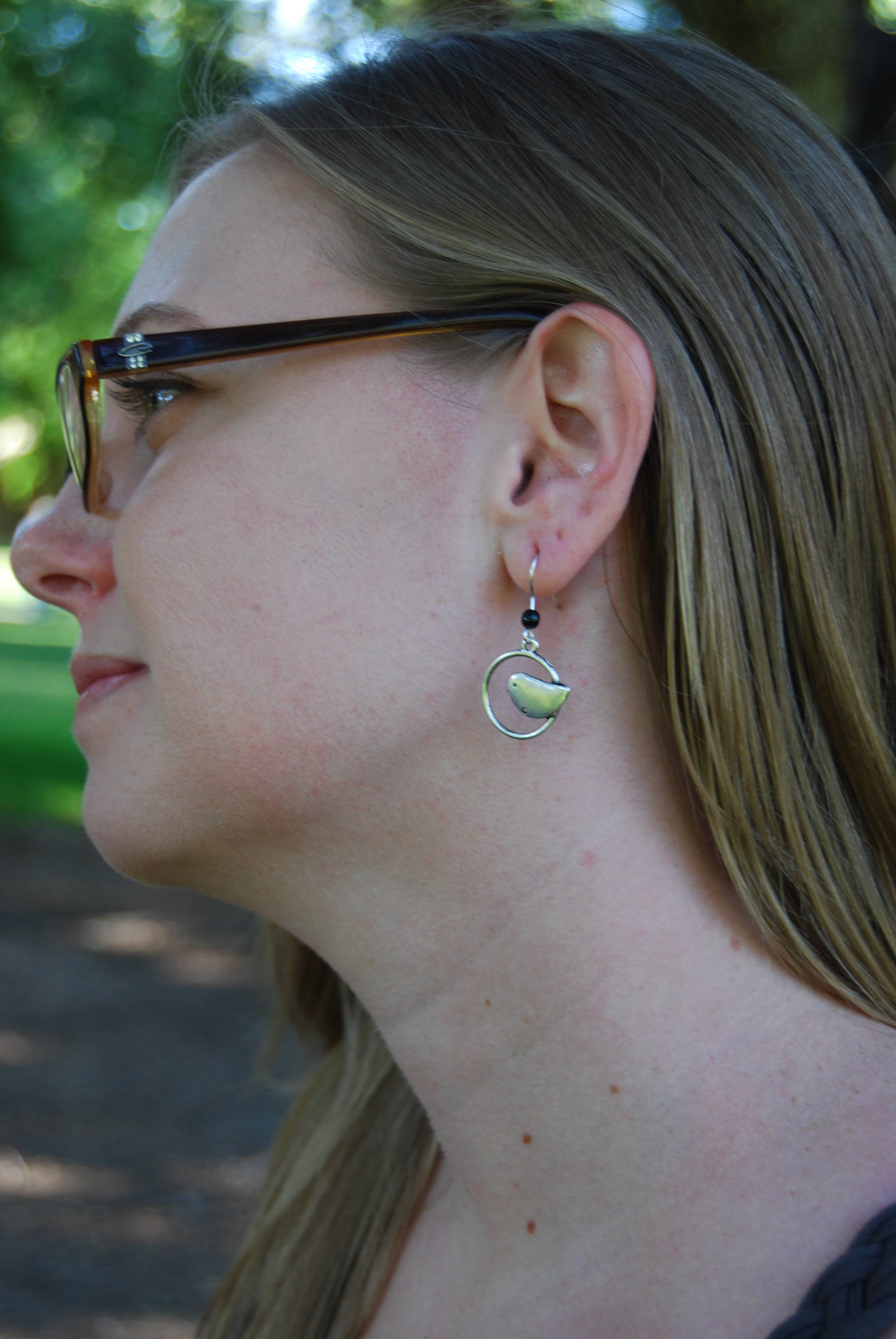 Enchanted Leaves - Vente Boucles d'oreilles pendantes - Boucles d'oreilles oiseaux en argent minimal4