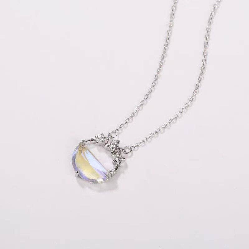 Perimade & Co. LLC - Wholesale Pendant/Charm Necklace - Opal Moon Star Pendant Necklace in 925 Sterling Silver5
