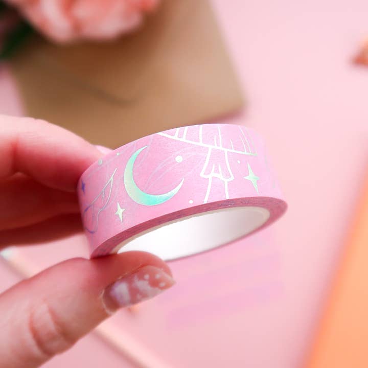 Lula Rocks - Wholesale Washi Tape - Witchy Delights Pink Holographic Silver Foil Washi Tape3