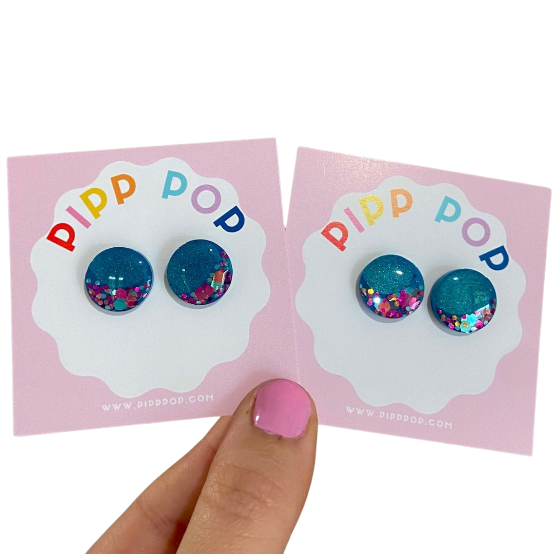 Pipp Pop - Wholesale Stud/Post Earrings - Glitter Resin Studs - 34 Colours Available30