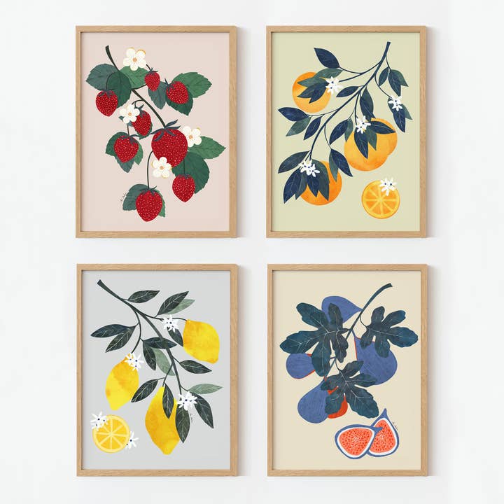 Set van 4 fruitillustraties voor wholesale door El buen limón