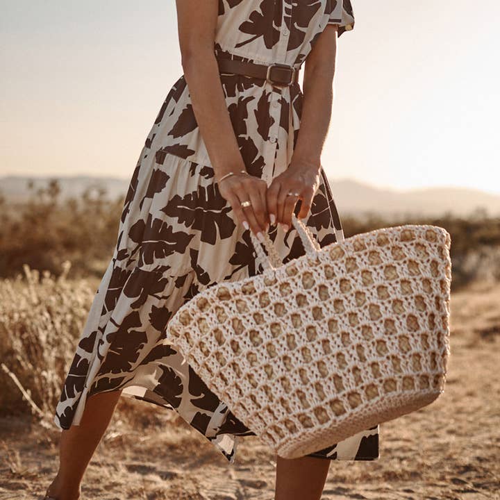 Stråtaske med hækledetaljer - Fransk Markedstaske for engroshandel hos craftberber