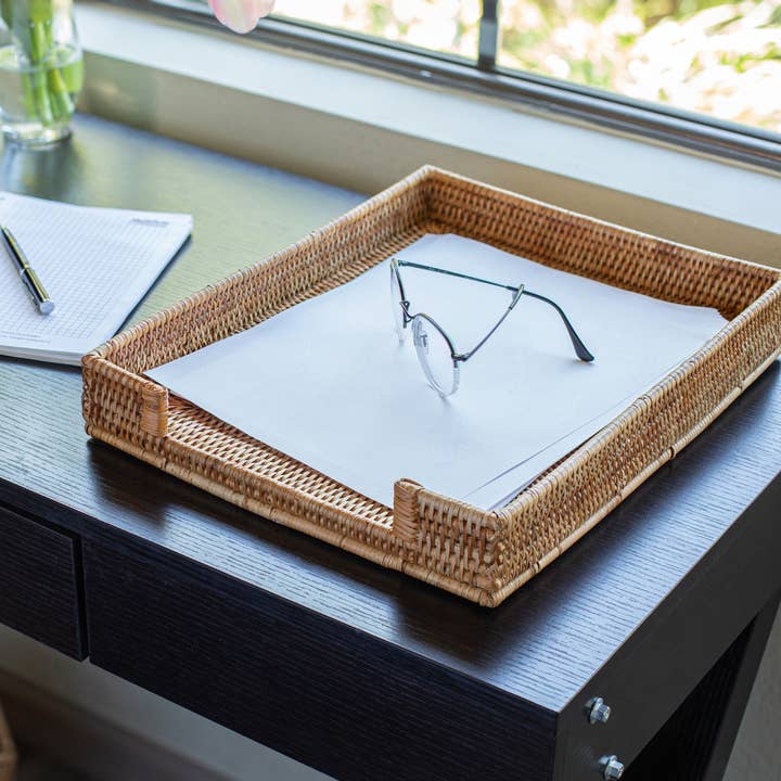 Artifacts Trading Company – wholesale Desk tray – Rattan Paper Tray: Office Organizer, Letter-Size File6