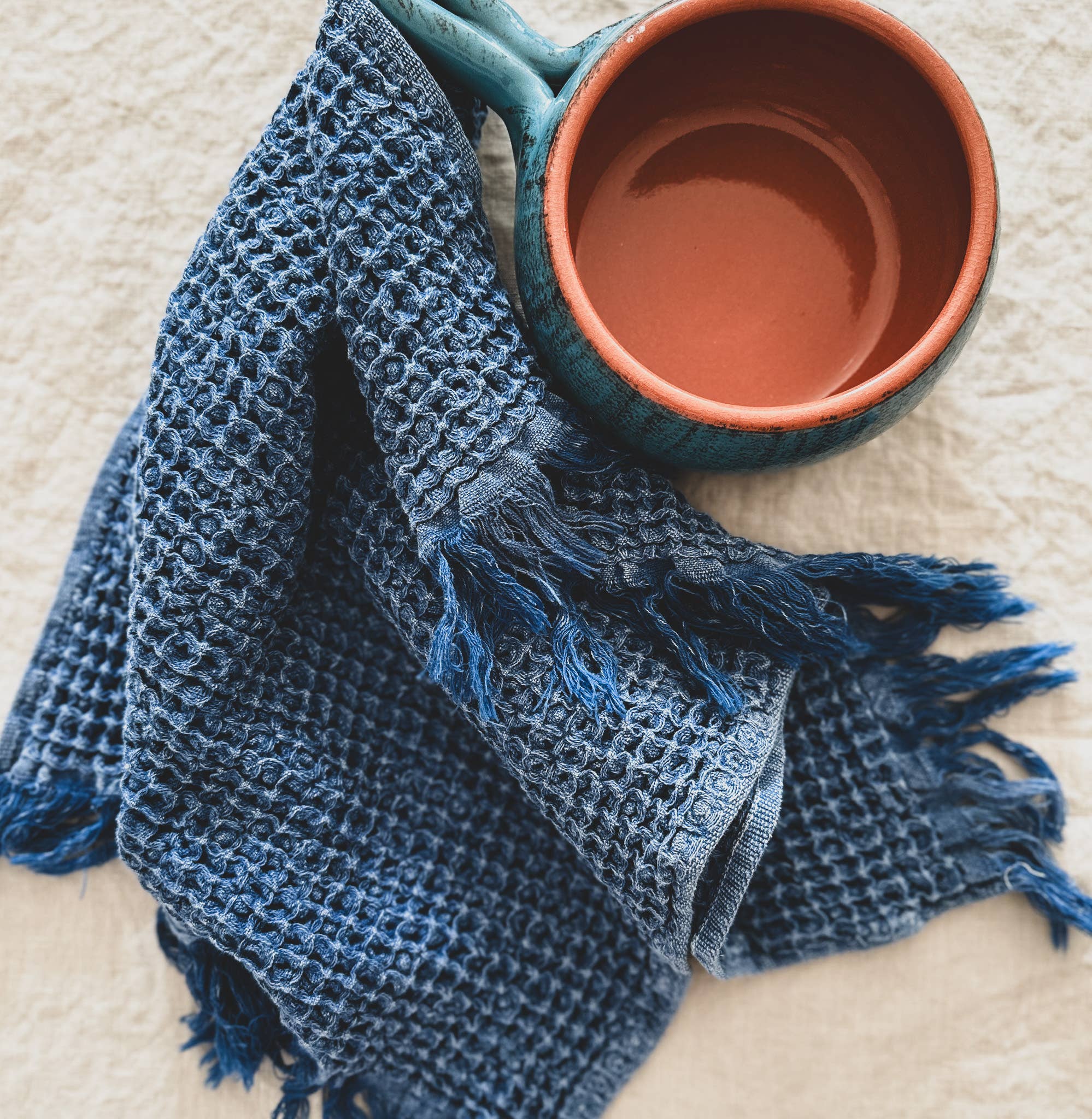 My Kitchen Linens - Wholesale Tea Towel - Set of 2 Waffle Kitchen Towels with Fringes1