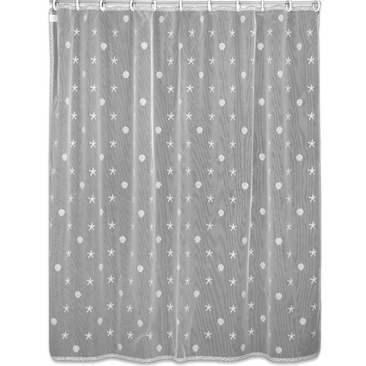 Heritage Lace - Wholesale Shower Curtain - Beach Coastal Sand Shell 72x72 Lace Shower Curtain