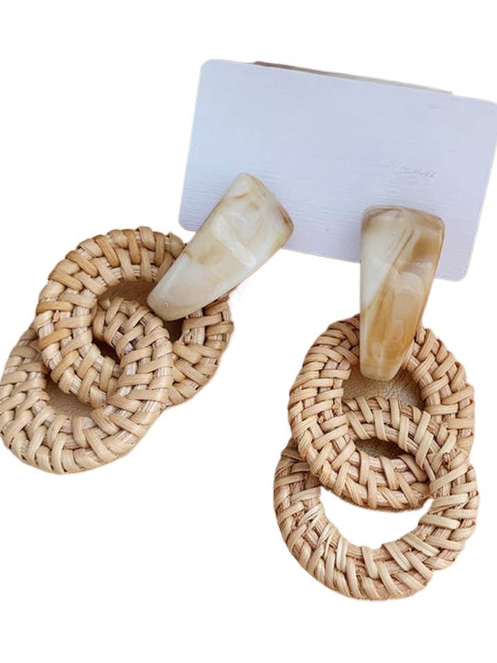Earwish - Double Hoop Rattan Earrings - Boho & Unique for wholesale by Funkyrel® Atzbranding Limited