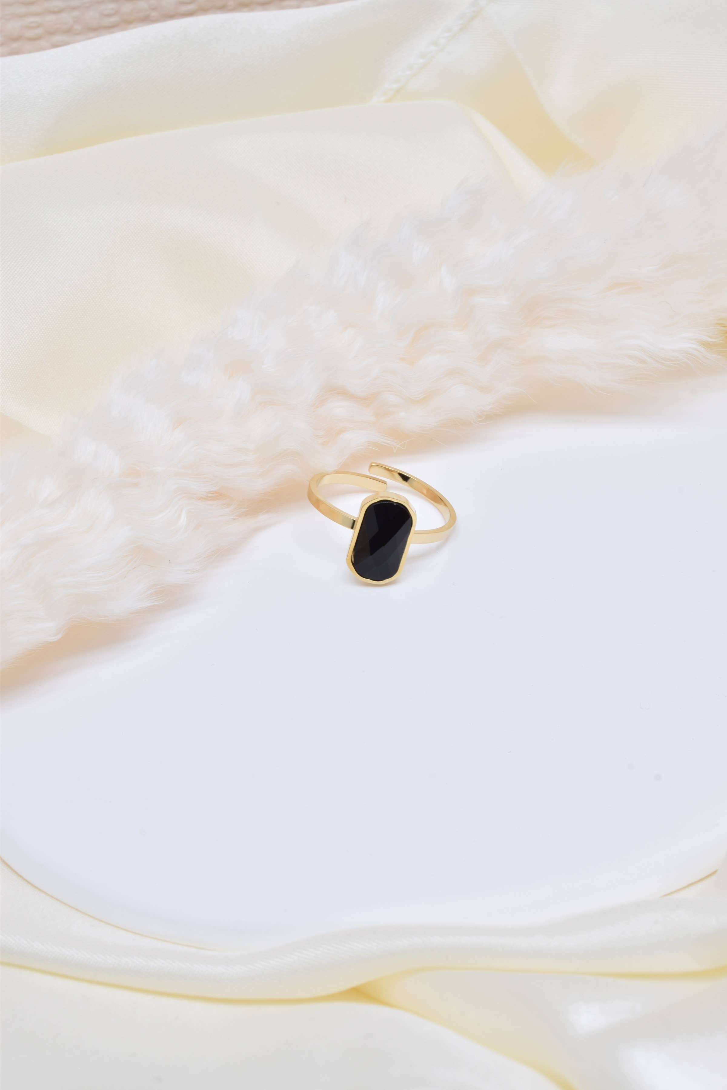 Kapyco - Wholesale Single Stone/Solitaire Ring - Adjustable steel ring with stone - BG210105OR3