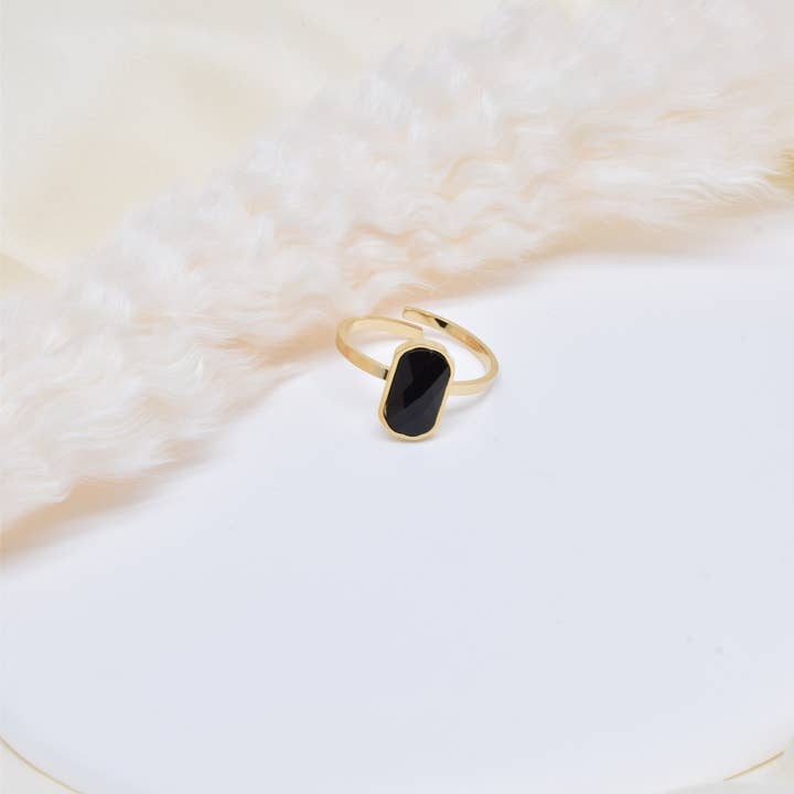 Kapyco - Wholesale Single Stone/Solitaire Ring - Adjustable steel ring with stone - BG210105OR3