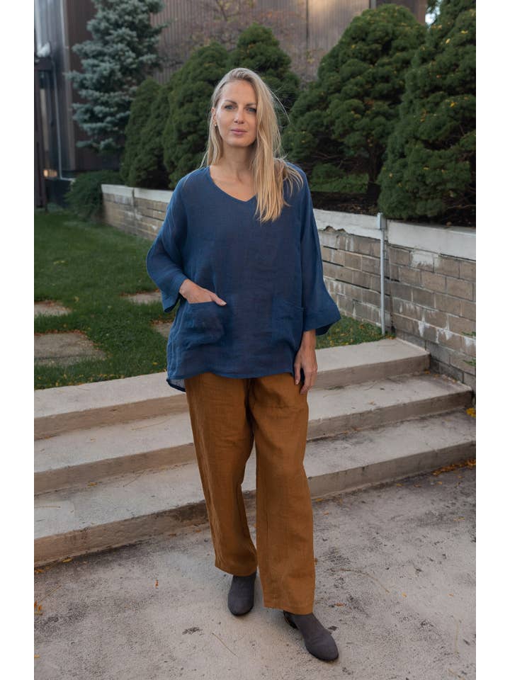 VIKOLINO - Wholesale Blouse - Dames - Transparante (Gaas) Linnen Top met V-hals2