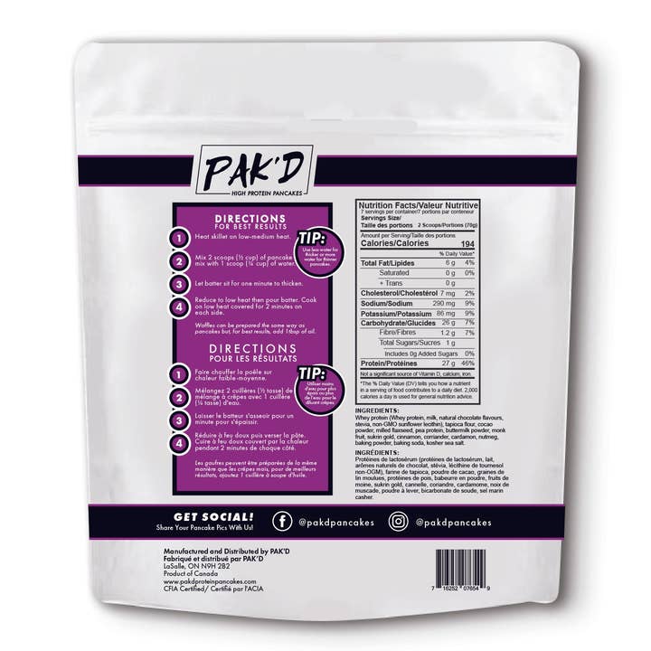 Pak'd Pancakes - Vendita all'ingrosso Preparato per pancake - Miscela per pancake ad alto contenuto proteico con brownie al cioccolato1