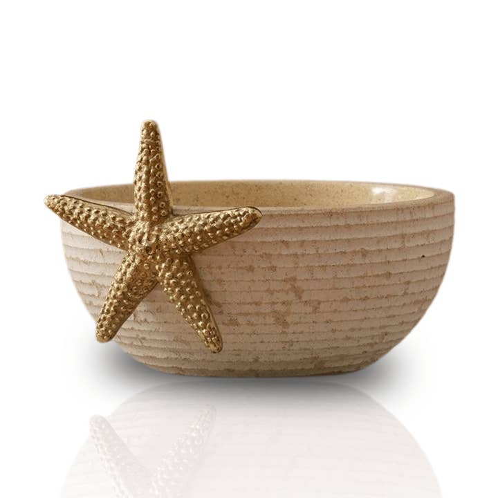 Textured Stone Bowl With Brass Starfish Detail for wholesale by MARLETH