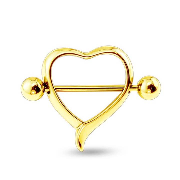 CRAVE BODY JEWELRY - Wholesale Nipple Ring - HEART SHAPE 316L SURGICAL STEEL NIPPLE SHIELD