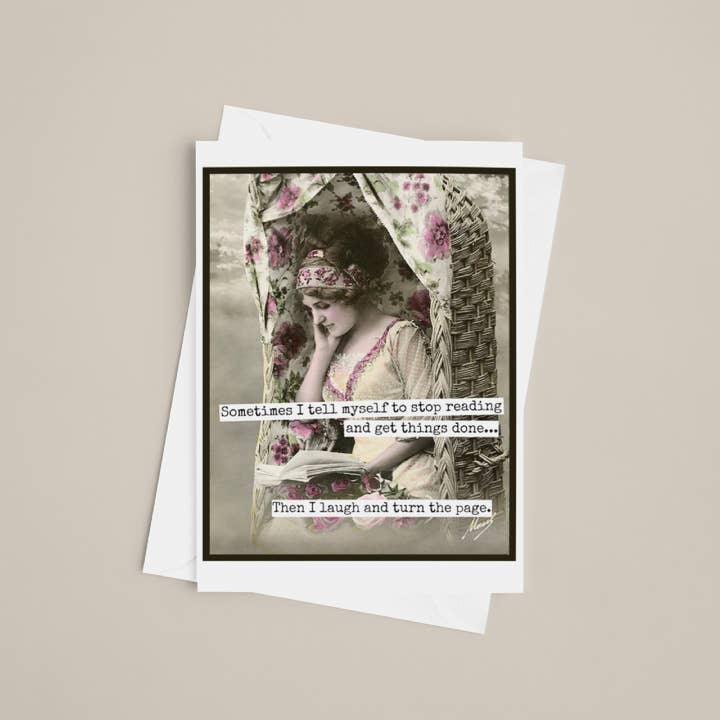 Raven's Rest Studio - Vente Carte de vœux classique - Carte de vœux. Puis je ris et tourne la page.3