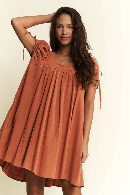 JADE BY JANE – Engroshandel Kjole - Dame – VASKET LÆRREDSKJOLE MED BOBLEÆRMER6