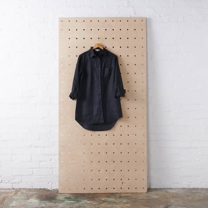 Long Linen Shirt in Black for wholesale by JADE AND MAY