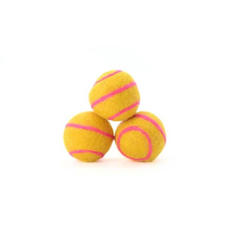 Woollyfelt - Wholesale Pet Fetch Ball - Dog - Yellow Felt Swirl Balls2