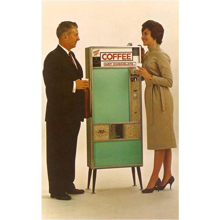 Postcard AC-155 Standing by the Coffee Vending Machine for wholesale by Found Image Press