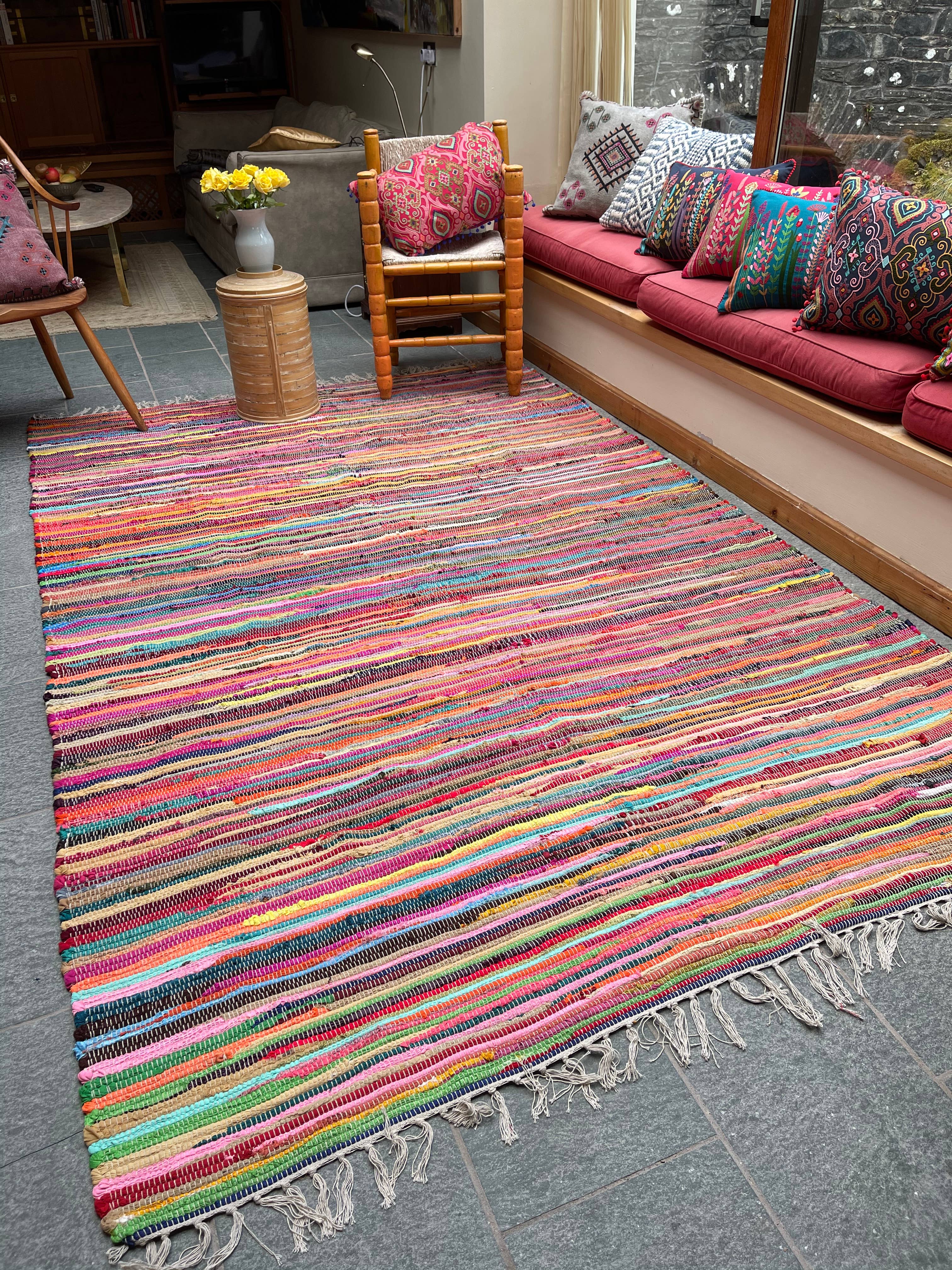 Second Nature Online - Venta al por mayor Alfombra pequeña - Alfombra de trapo SHANTI Shabby Chic, multicolor, diseño de tejido plano3