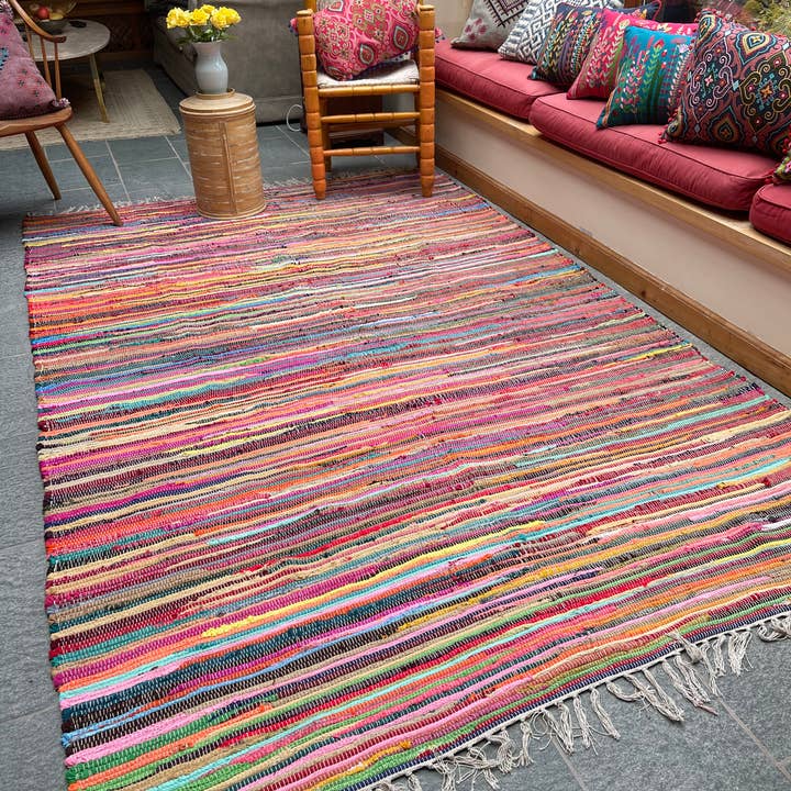 Second Nature Online - Venta al por mayor Alfombra pequeña - Alfombra de trapo SHANTI Shabby Chic, multicolor, diseño de tejido plano3