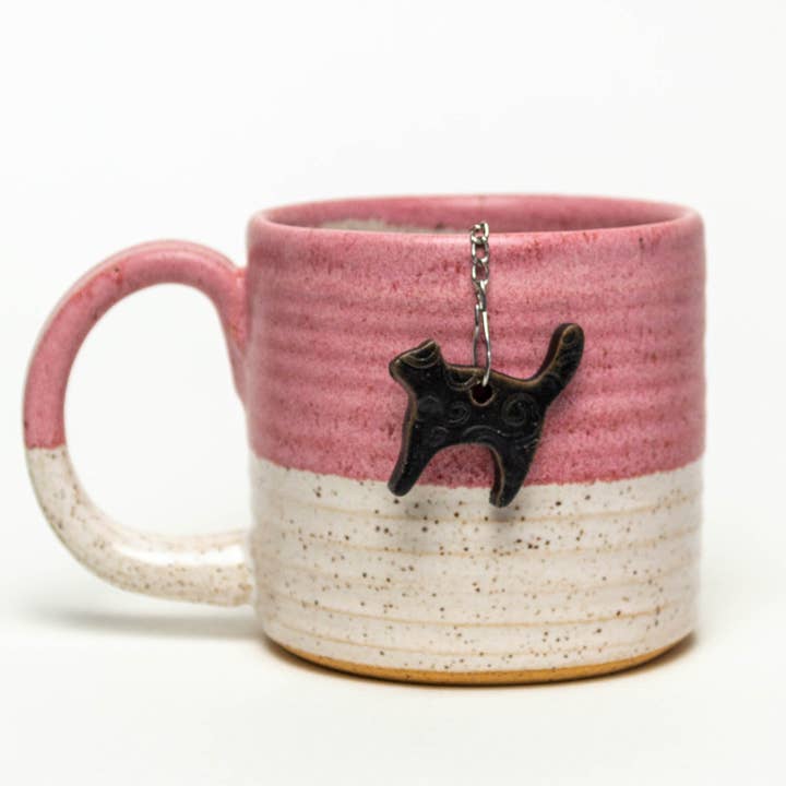 White Squirrel Clayworks - Wholesale Tea Strainer/Infuser - Ceramic Black Cat Charm Tea Ball Infuser/Steeper - Handmade1