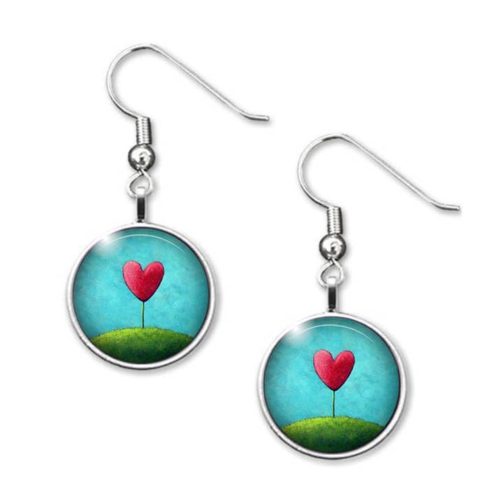 Be Mine Love Heart Dangle Drop Earrings for wholesale by Amélie Gagné Studio