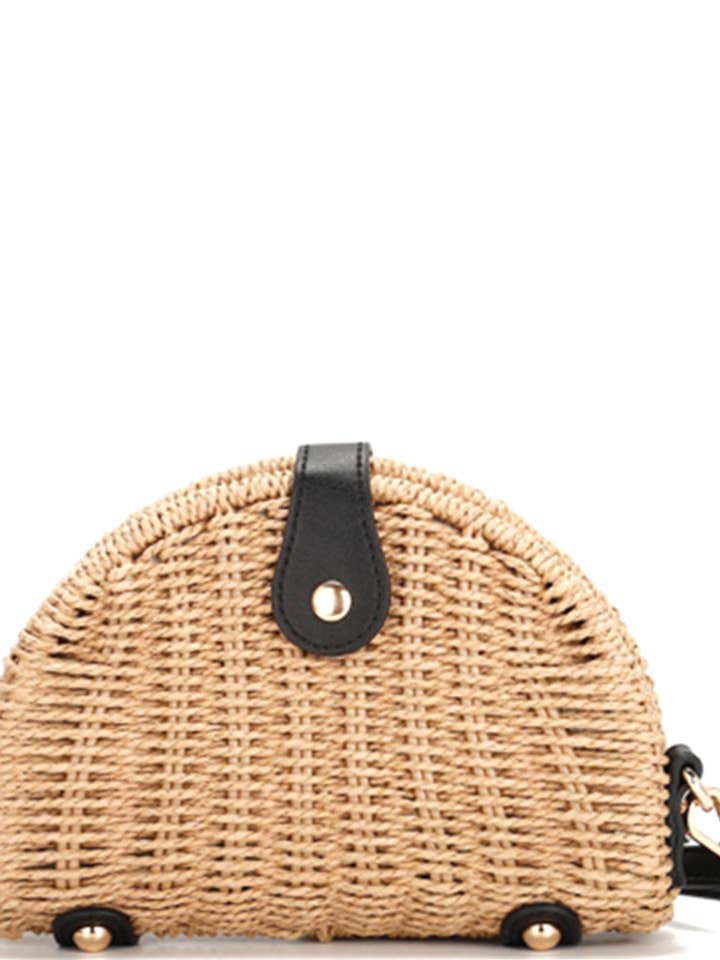 SAC À BANDOULIÈRE ROND EN PAILLE SEMI-CIRCULAIRE pour la vente par Shop Neighbors