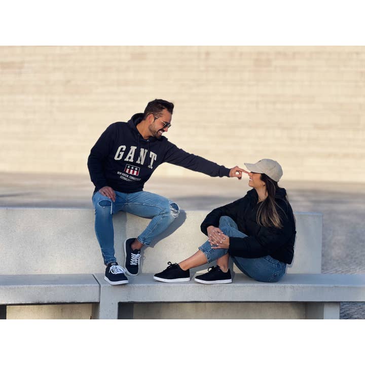 8000Kicks - Vente Baskets tendance – homme - Seeker pour homme noir et blanc (chaussures imperméables en chanvre)4