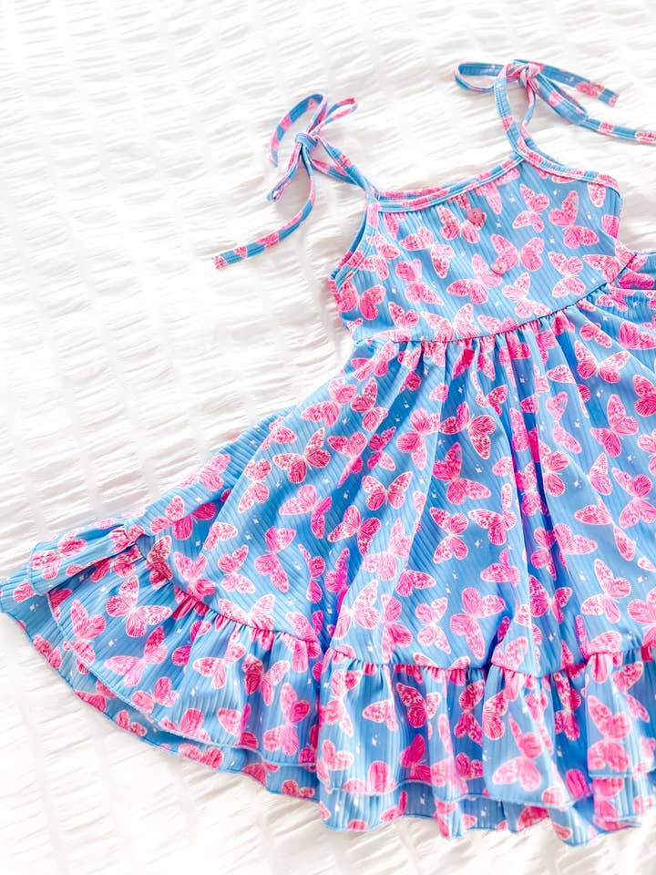 Tie Shoulder Twirl Dress | Butterfly Magic for wholesale by Eliza Cate and Co