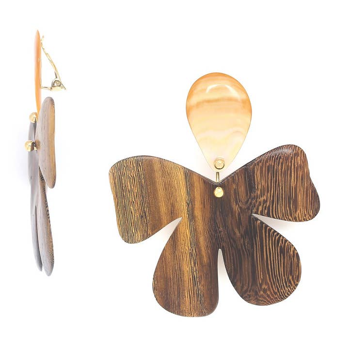 FIORIA bloem oorclips van robleshout voor wholesale door Nature Bijoux