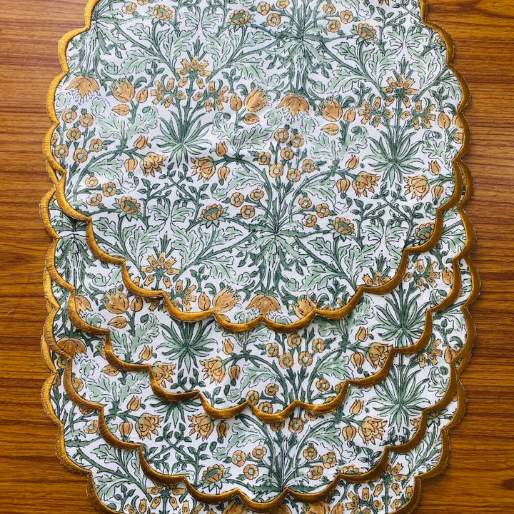 Spring Block Print Table Decor Cotton Round Place Mats for wholesale by Fabricrush