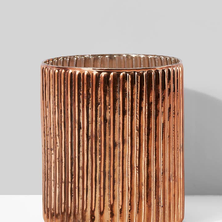 Jamali Garden - Wholesale Vase - 5 x 6in Antique Copper Ripple Glass Vase