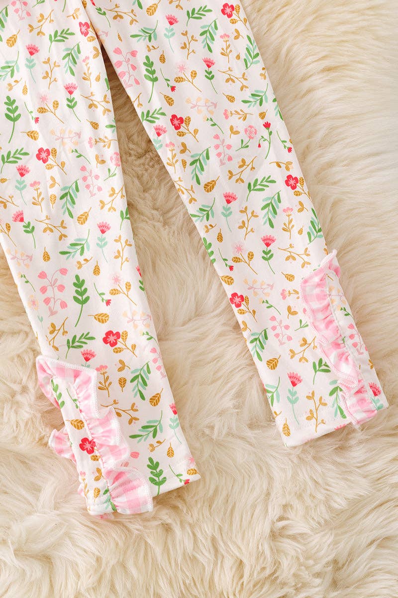 Kids Charm Online - Wholesale Top & Leggings Set - Kids - Mink Thanksgiving ruffle layered tunic and floral leggings. OFG51481 AMY2