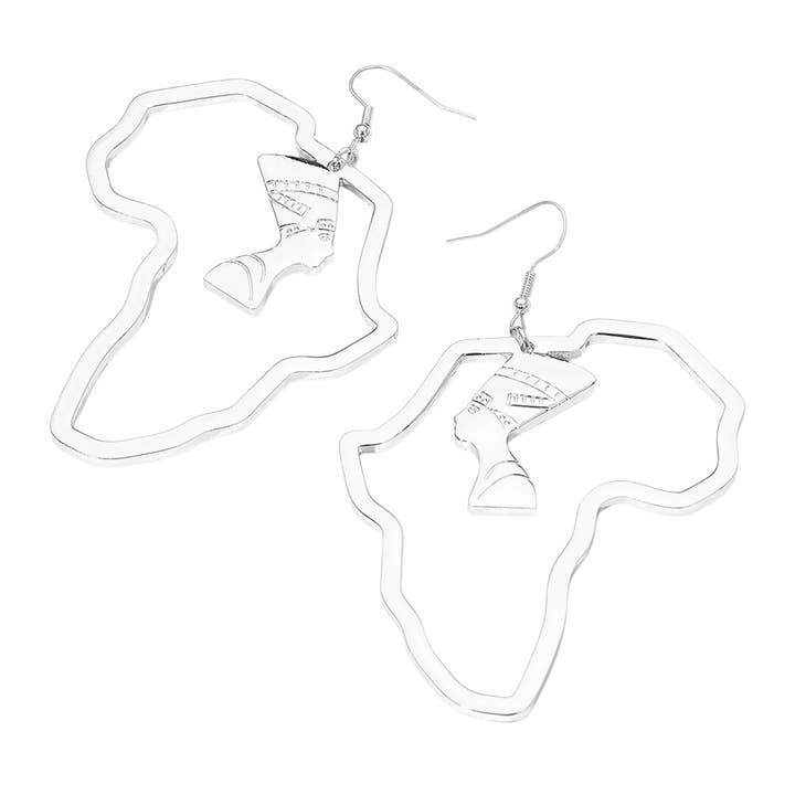 Sensibling Corp. - Wholesale Dangle Earrings - Oversized Africa Map Queen Silhouette Drop Dangle Earrings6