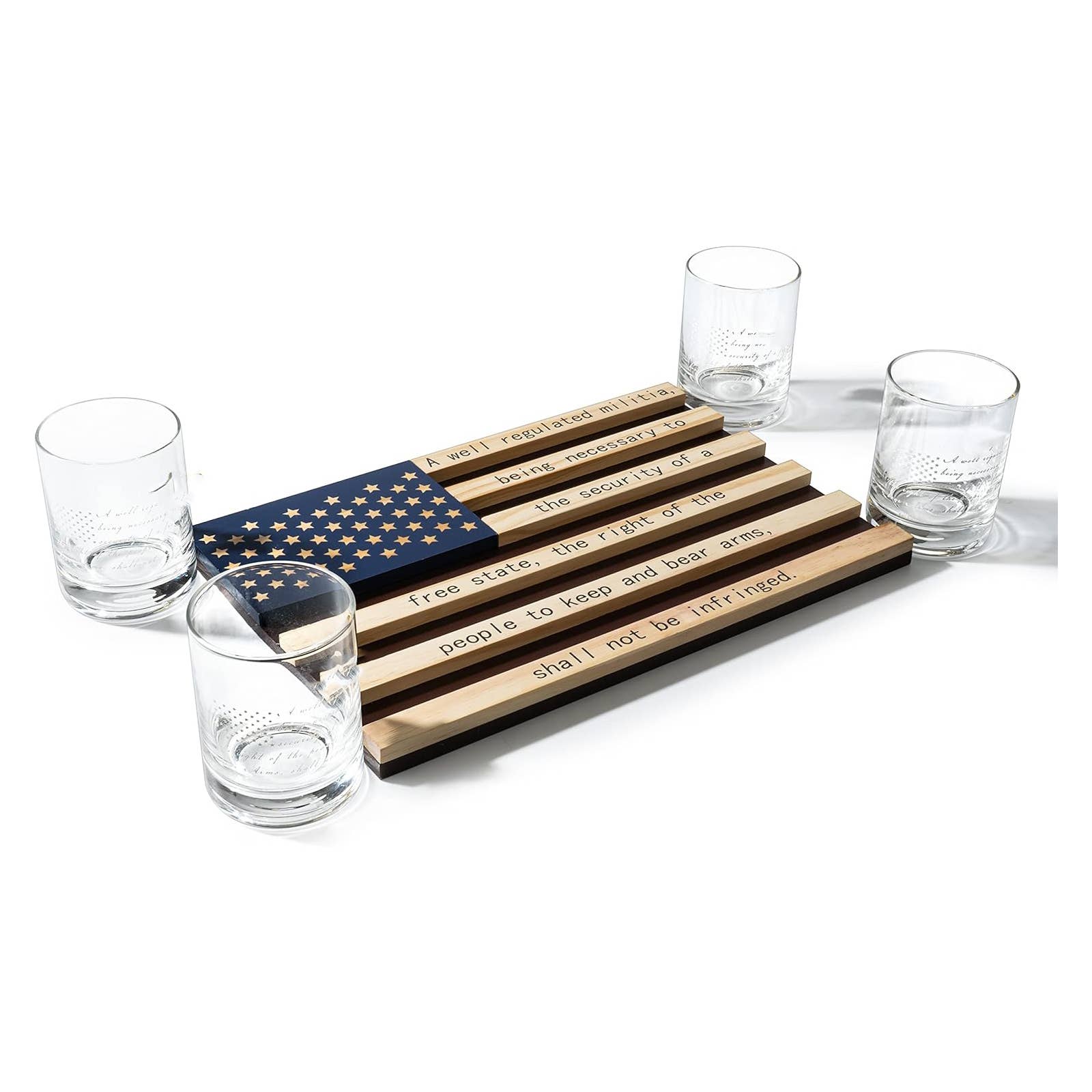 The Wine Savant /  Khen Glassware - Wholesale Cocktail/Liquor Glass - 2nd Amendment Whiskey Glasses With Flag Base Set6